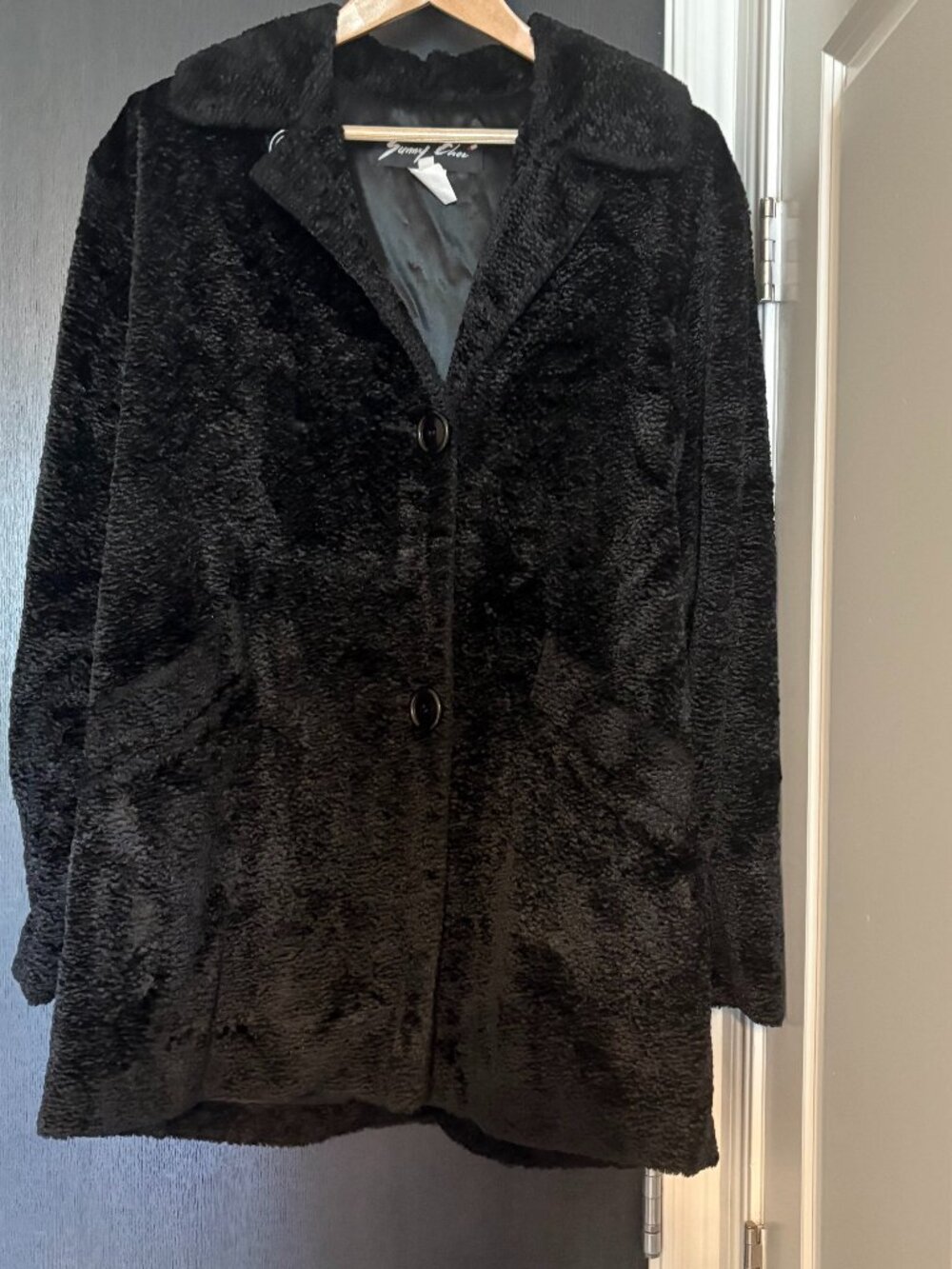 Sunny Choi faux black Persian lamb coat